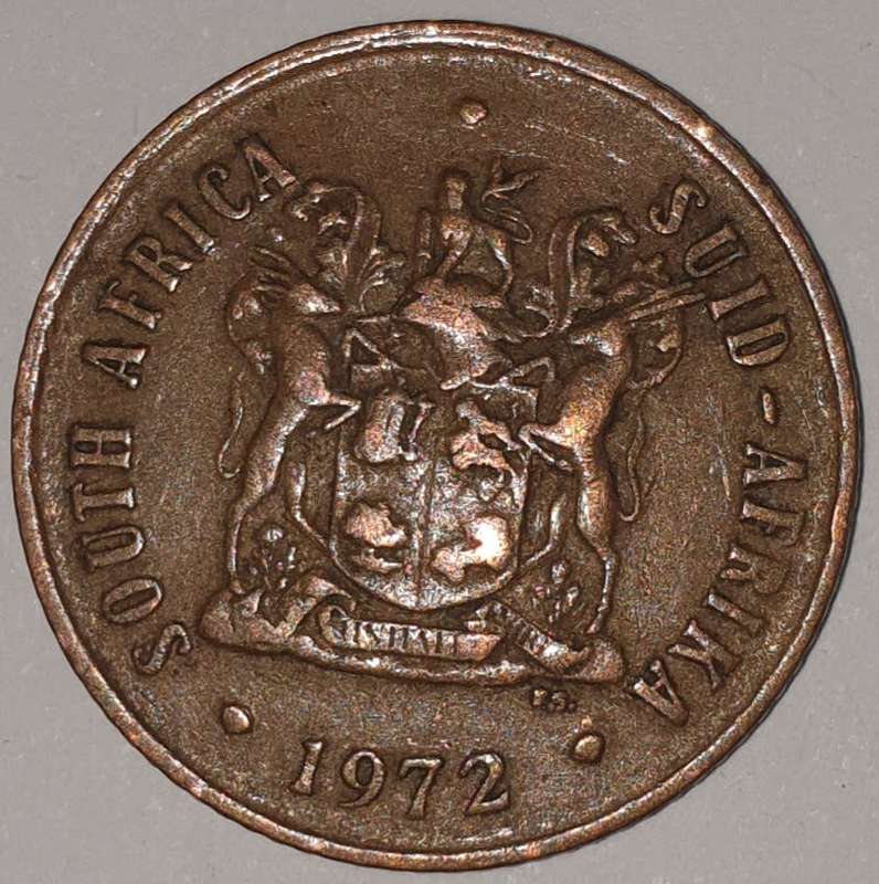 1972 - 2 CENT COIN (TWO CENT COIN) - RSA - BRONZE - KM#83 - BILINGUAL LEGEND - WILDEBEEST